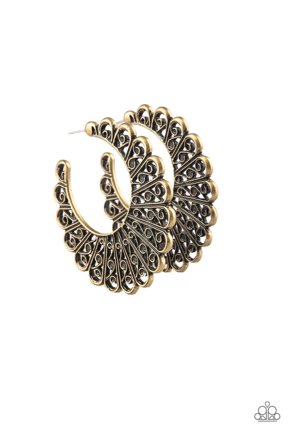 Paparazzi Funky Flirt - Brass Hoop Earrings