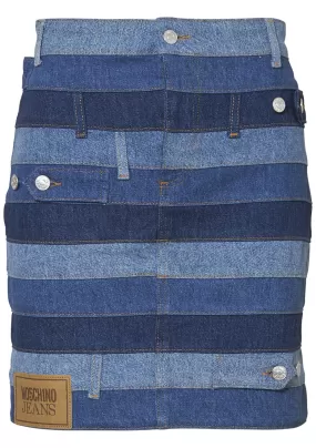 Patchwork Denim Mini Skirt