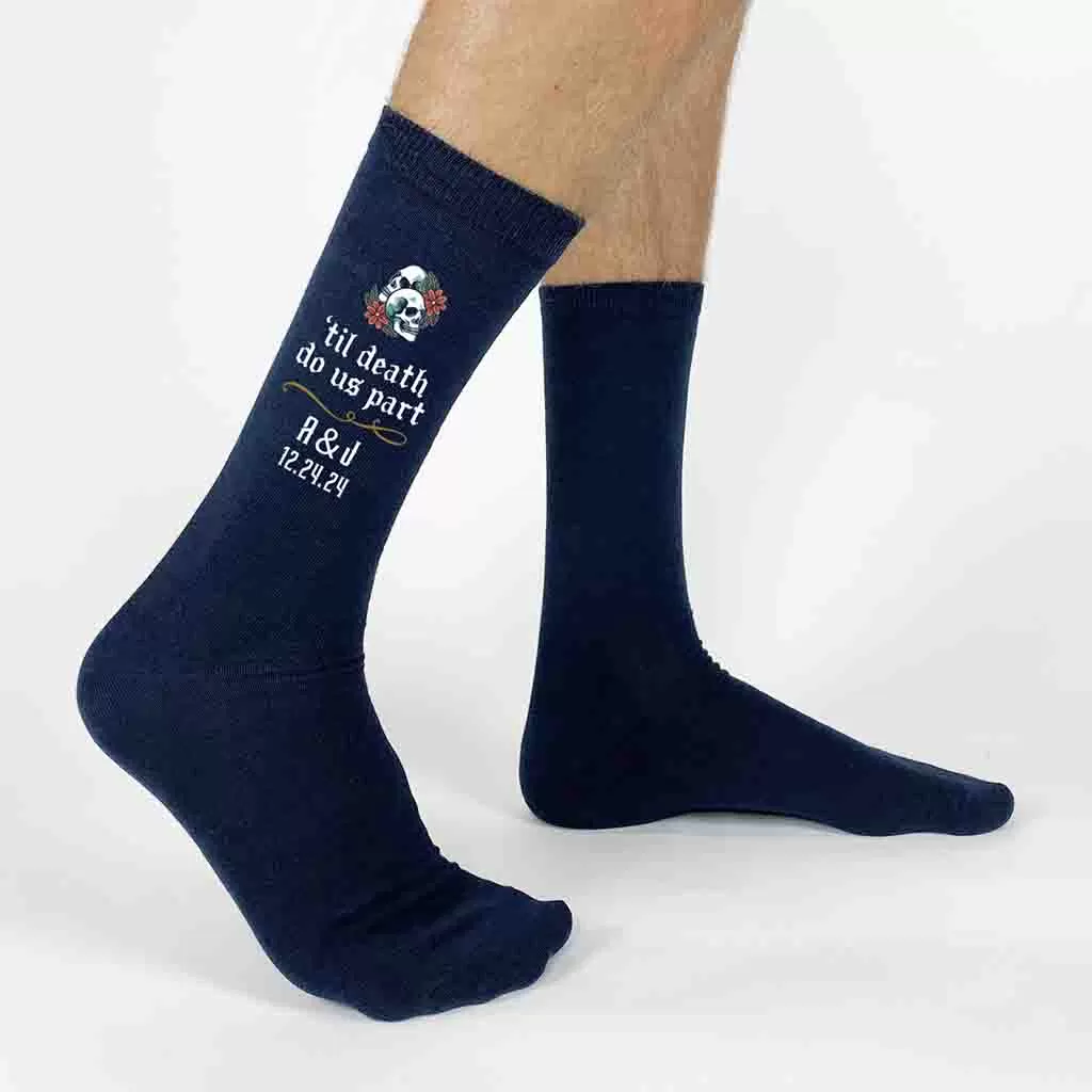 Personalized Gothic Wedding Day Socks for the Goth Groom