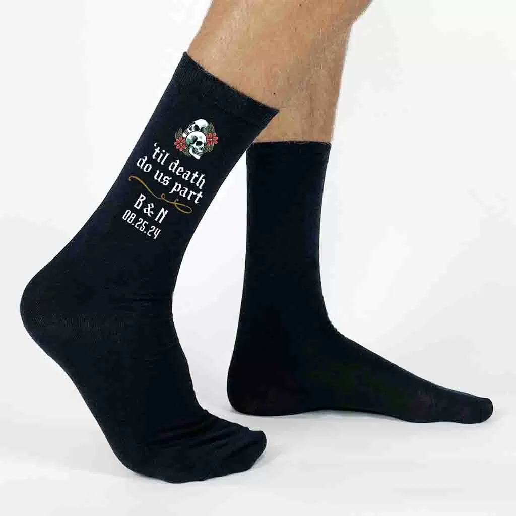 Personalized Gothic Wedding Day Socks for the Goth Groom