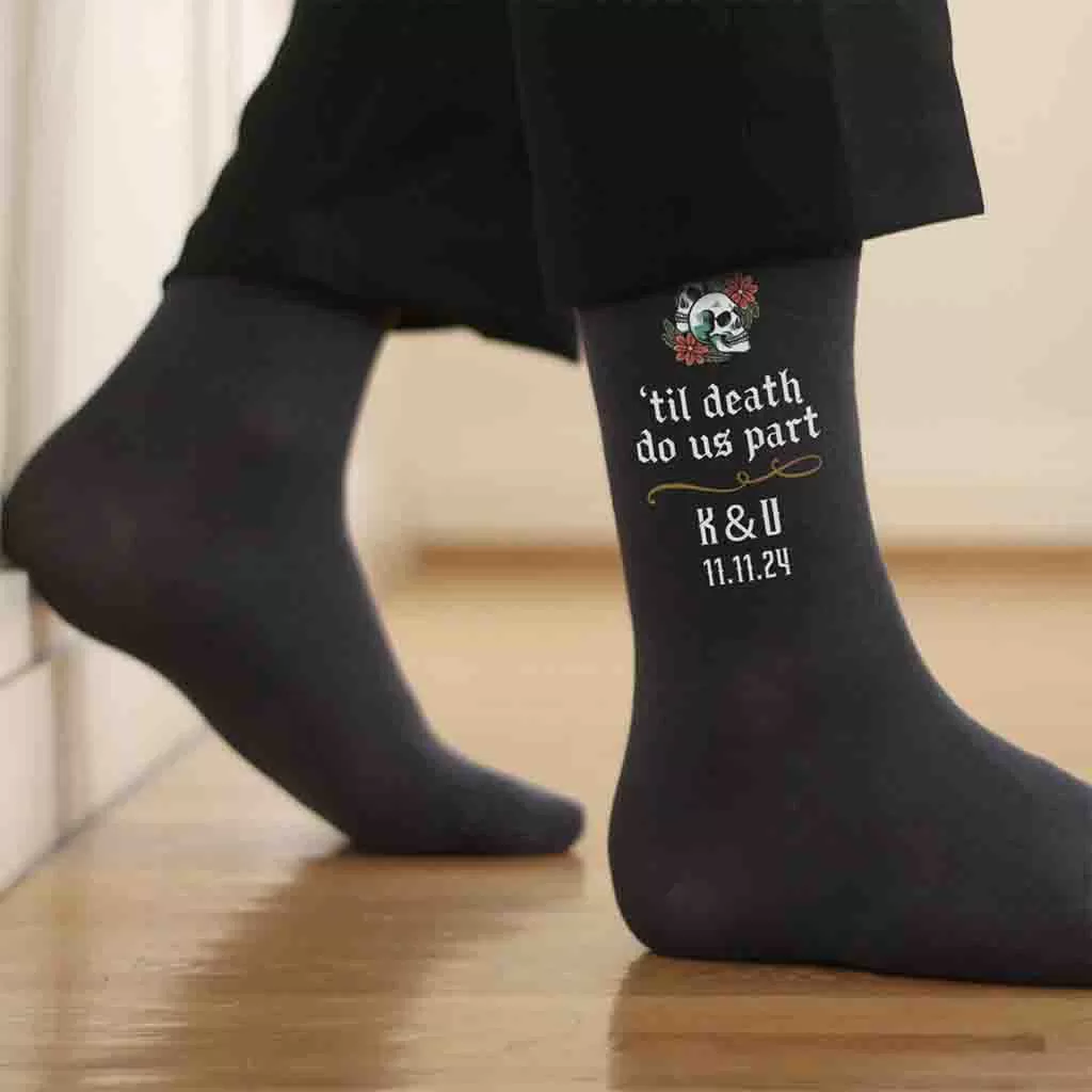 Personalized Gothic Wedding Day Socks for the Goth Groom