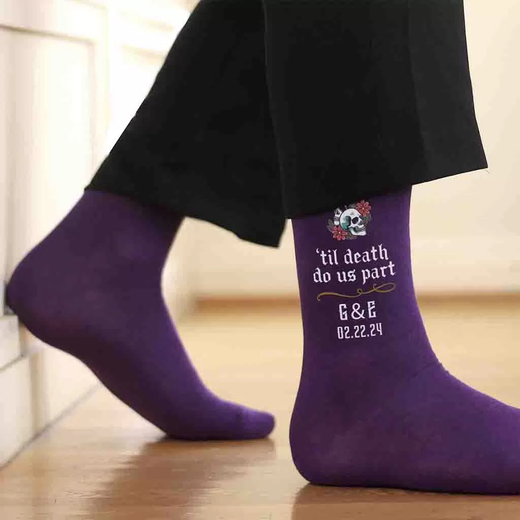 Personalized Gothic Wedding Day Socks for the Goth Groom