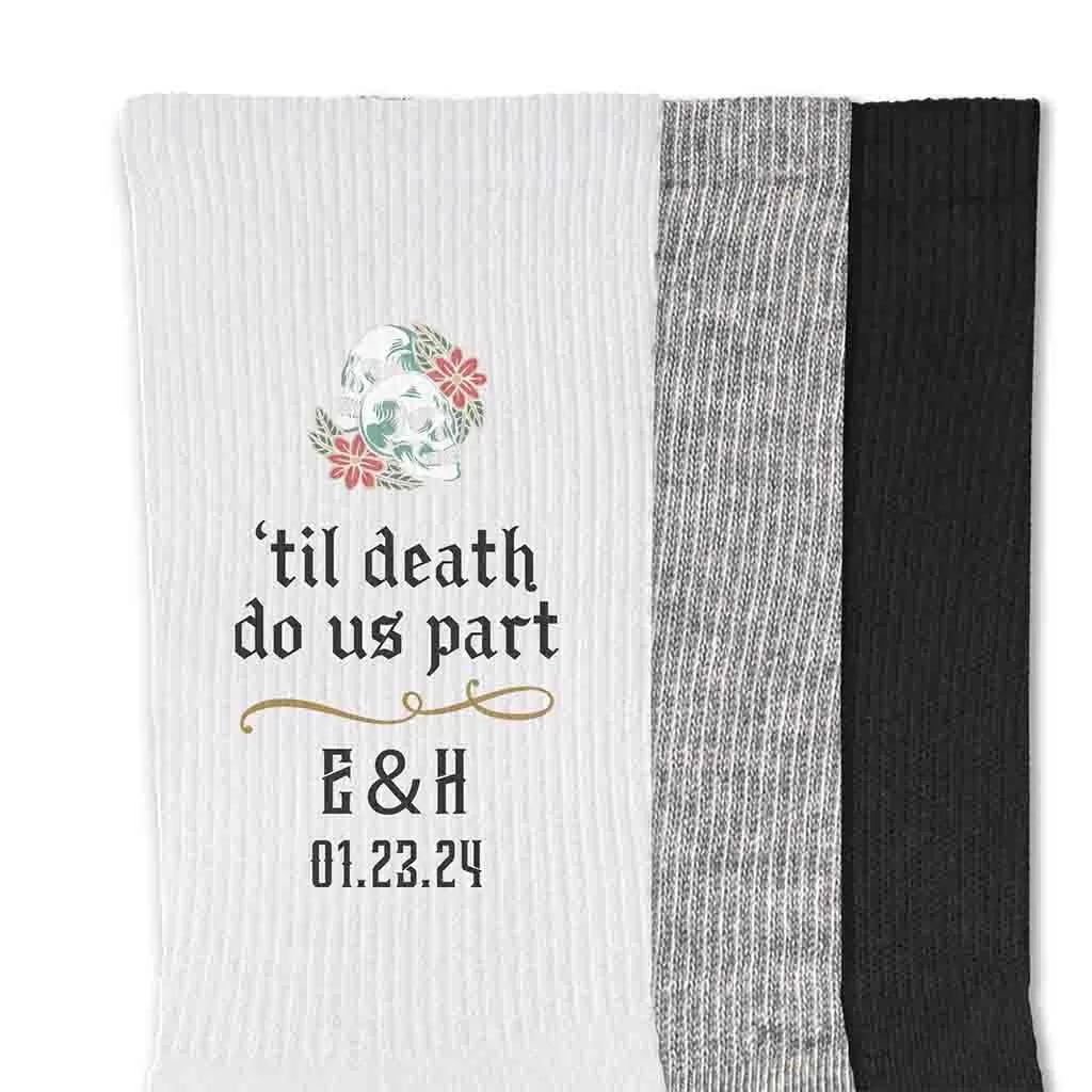 Personalized Gothic Wedding Day Socks for the Goth Groom