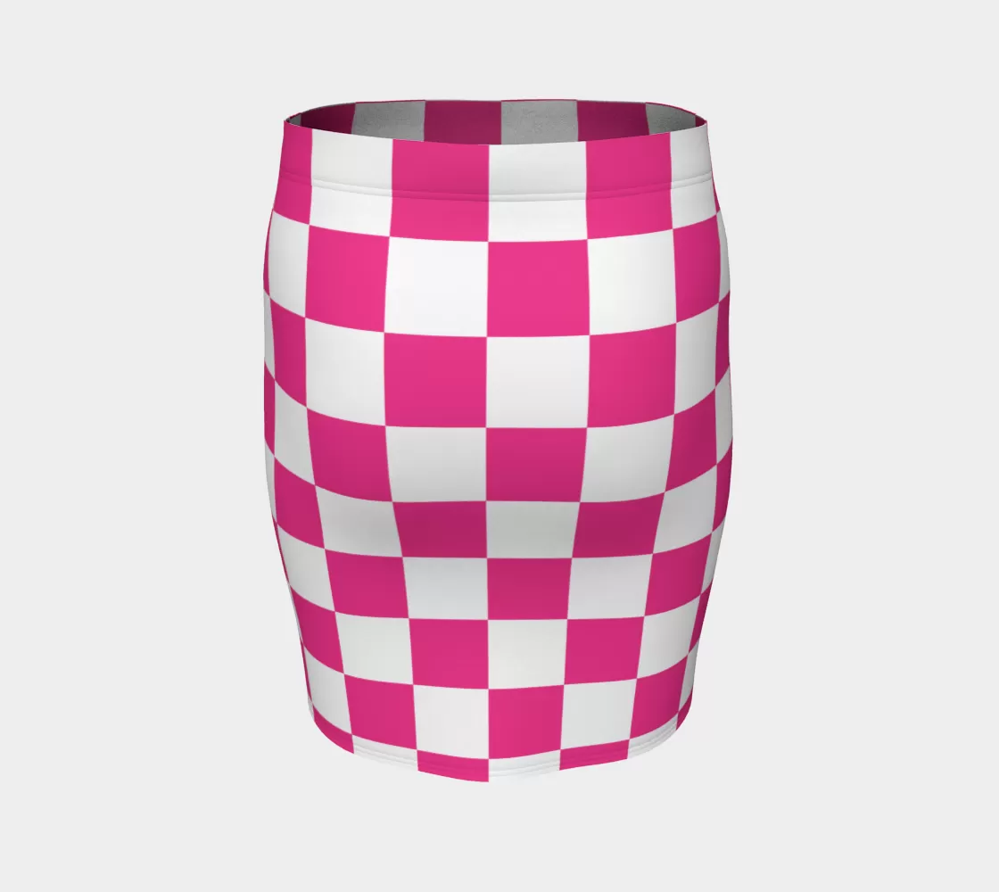 Pink Checkered Fitted Skirt