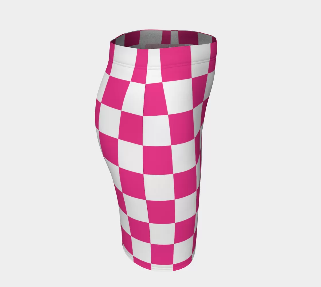 Pink Checkered Fitted Skirt