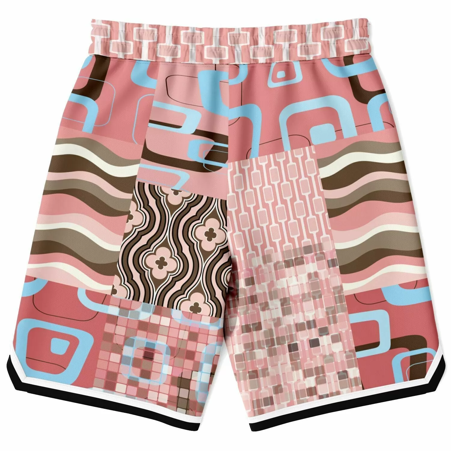 Pink Geo Patchwork Basketball Shorts