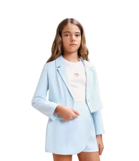 Please Monocolour girl's single-breasted jacket with single button JB01130G62 pure water