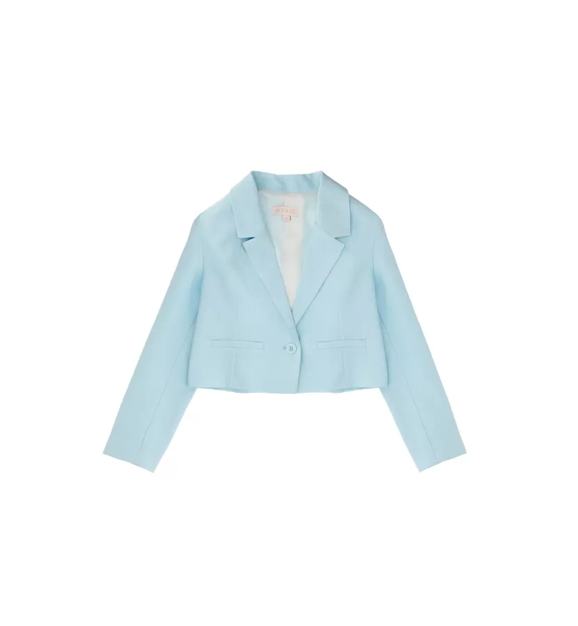 Please Monocolour girl's single-breasted jacket with single button JB01130G62 pure water