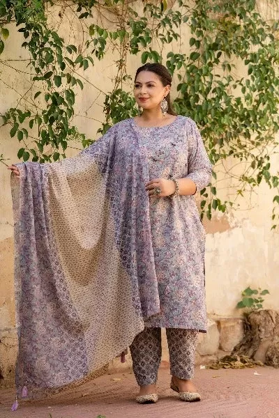 Plus Size Lilac Lavender Readymade Salwar Suit