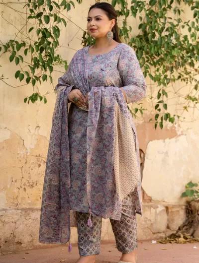 Plus Size Lilac Lavender Readymade Salwar Suit