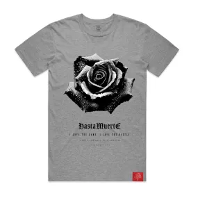 PRAY THE REAL ROSE  TEE HEATHER GREY