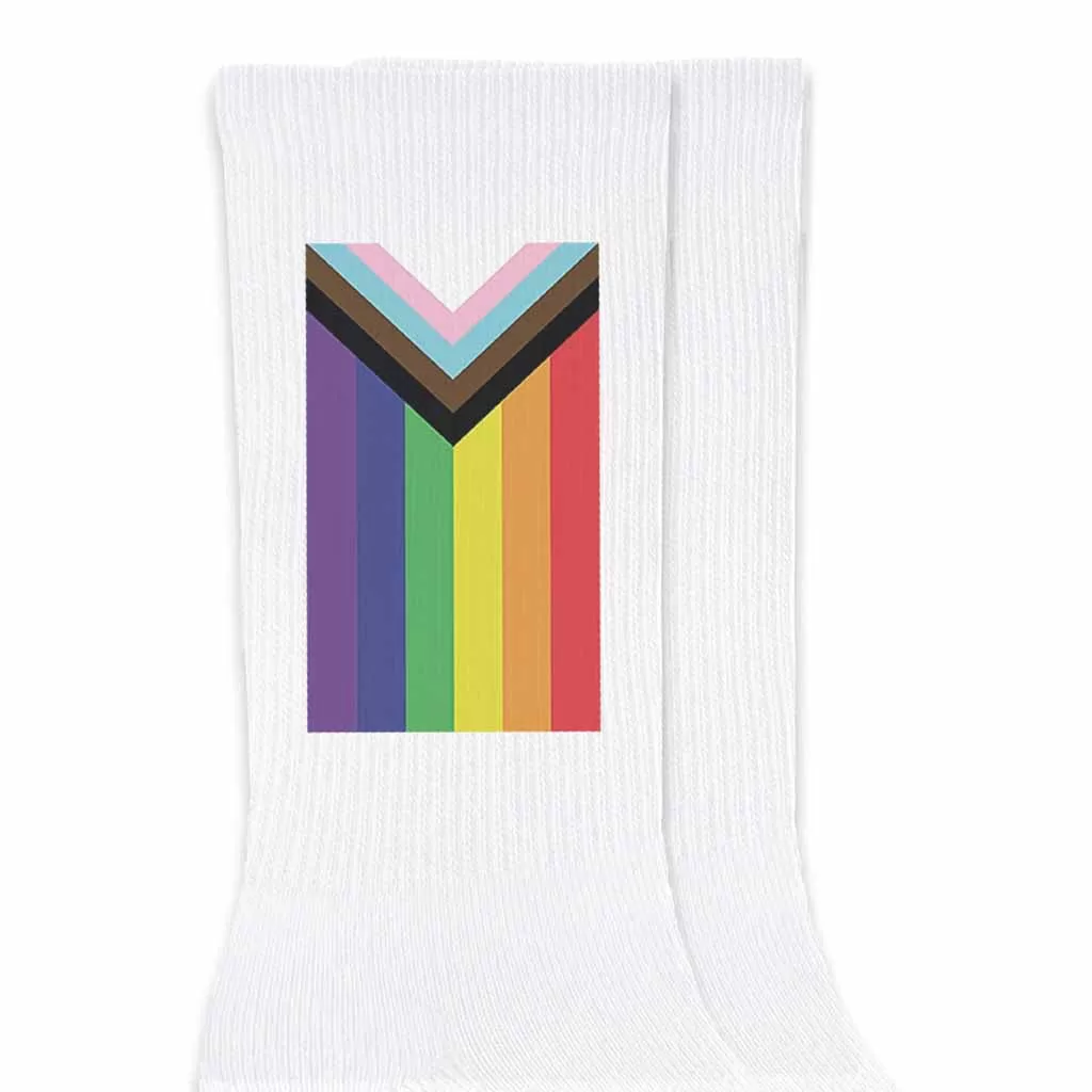 Progress Pride Flag Cotton Crew Socks