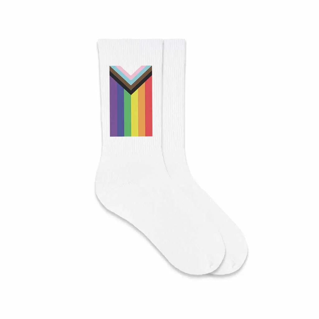 Progress Pride Flag Cotton Crew Socks