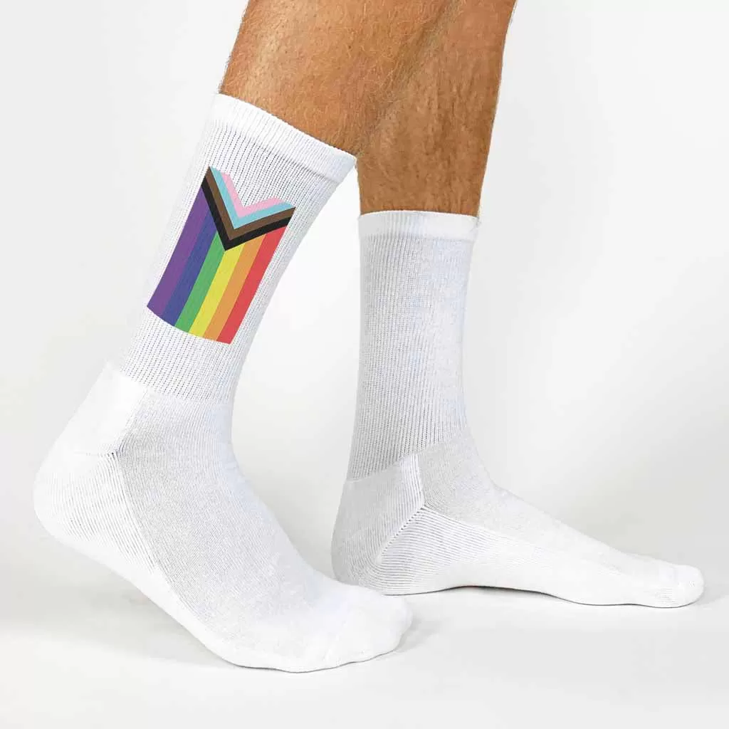 Progress Pride Flag Cotton Crew Socks