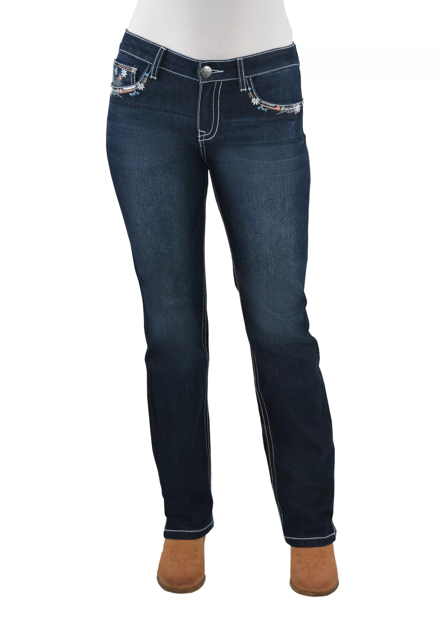 Pure Western Womens Anjelica Straight Leg Jean 32 Leg