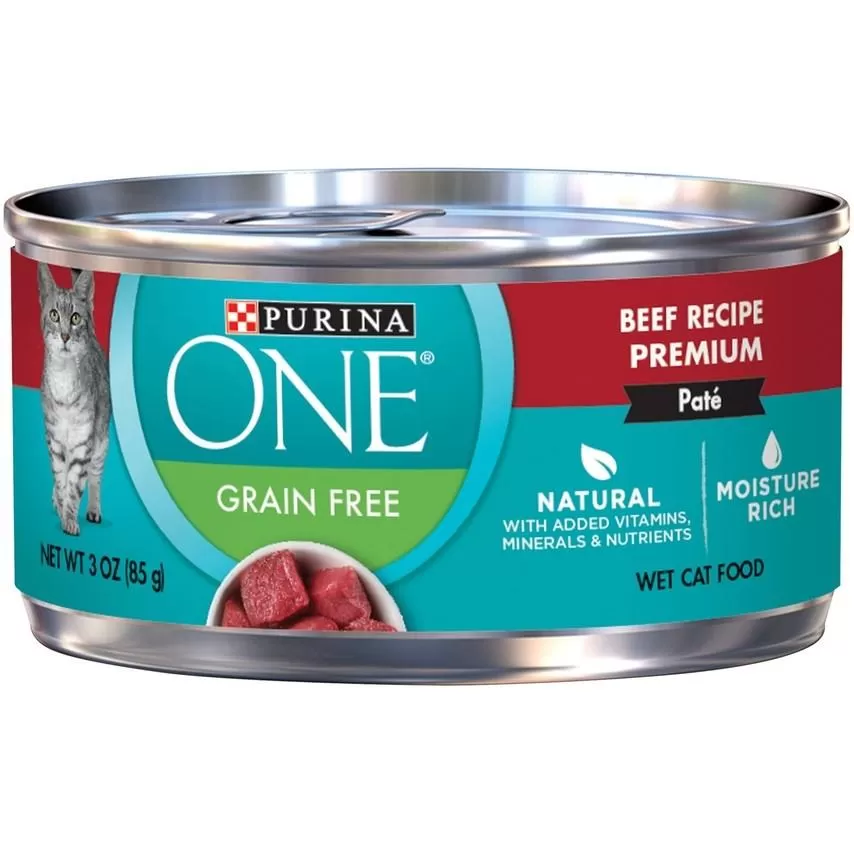 Purina ONE Grain Free Premium Pate Beef Canned Cat Food