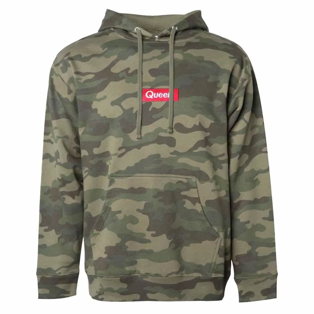 Queer Pullover Camo Hooded Sweatshirt supporting The Trevor Project