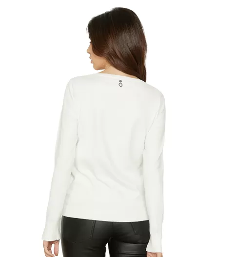 Relish Women's long sleeve shirt with drop and rhinestone star button Febe RDA2302605039 1101 milk