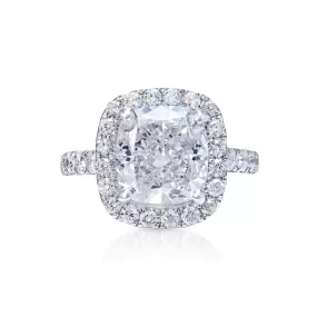 Remi 6 Carat G Internally Flawless Cushion Cut Diamond Engagement Ring in 18k White Gold. GIA Certified 5Ct G IF