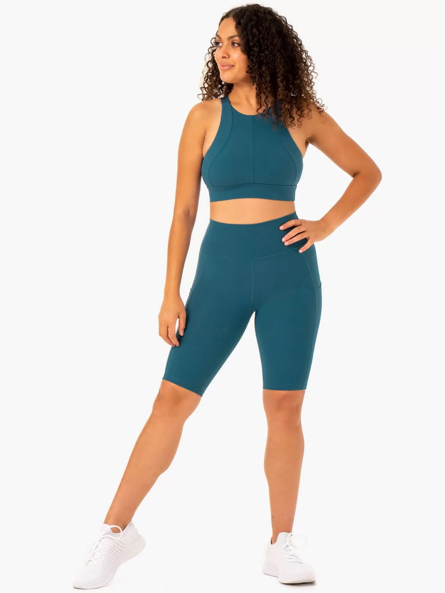 Reset High Waisted Pocket Bike Shorts - Teal