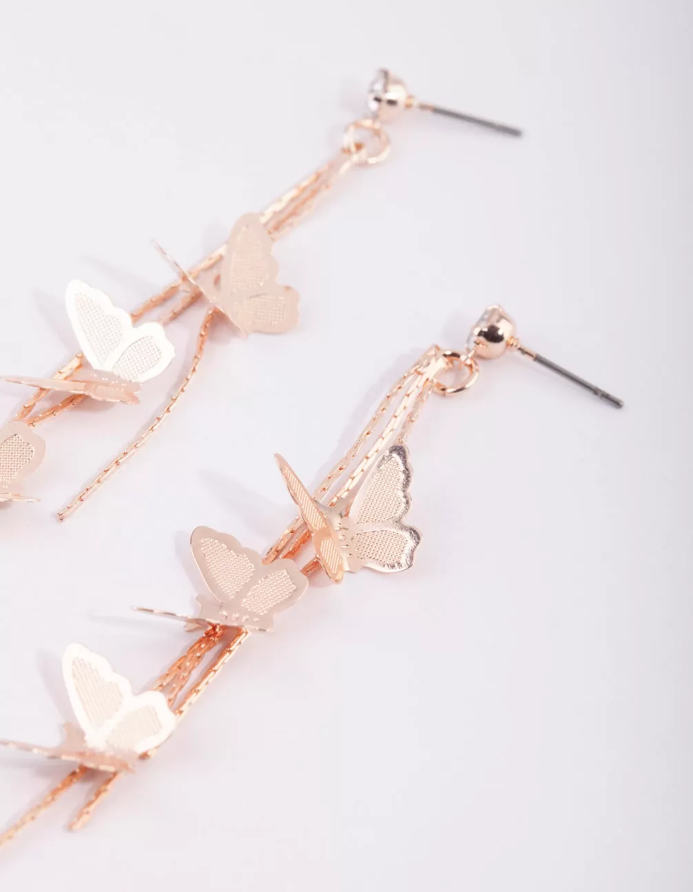 Rose Gold Butterfly Drop Earrings