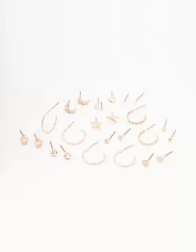 Rose Gold Celestial Heart Earring 12-Pack