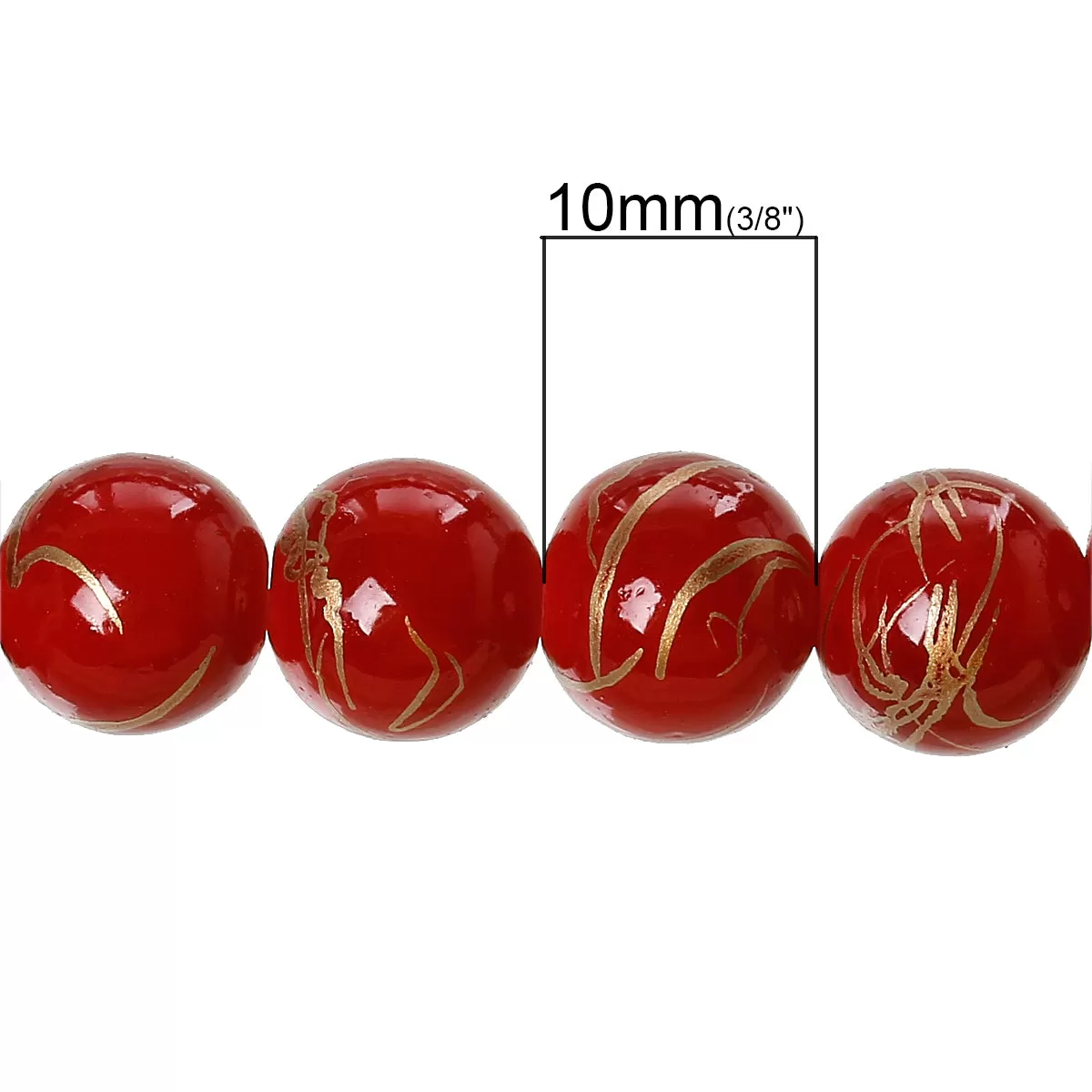 Round Glass Artistic Czech Loose Beads for Jewelry Making 10mm Red Beads 10pcs