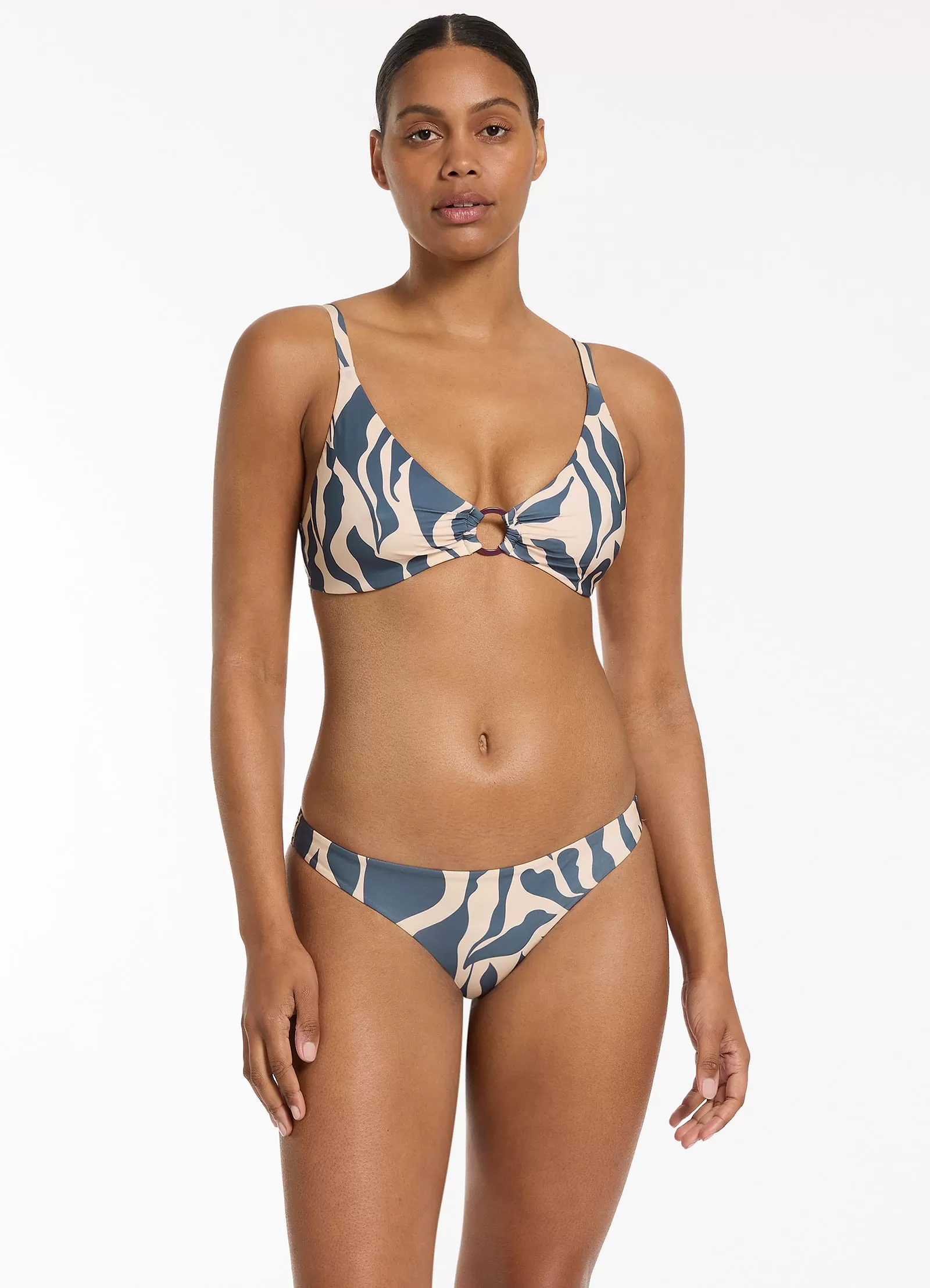 Sereno C-E Ring Triangle Bikini Top - Steel Blue