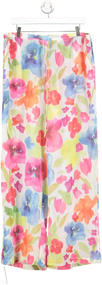 SLA the label Multicoloured Sheer Floral Print Trousers UK L/XL