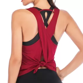 Sleeveless Backless Cross Top