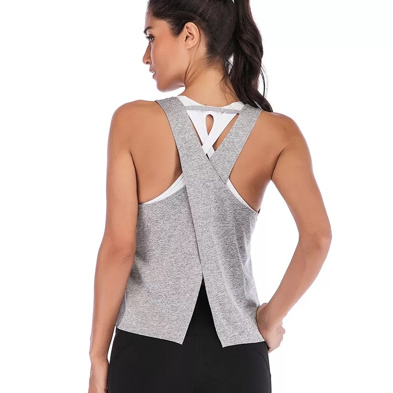 Sleeveless Backless Cross Top