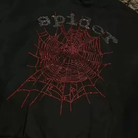 SP5DER OG Spider Rhinestone Logo Hoodie