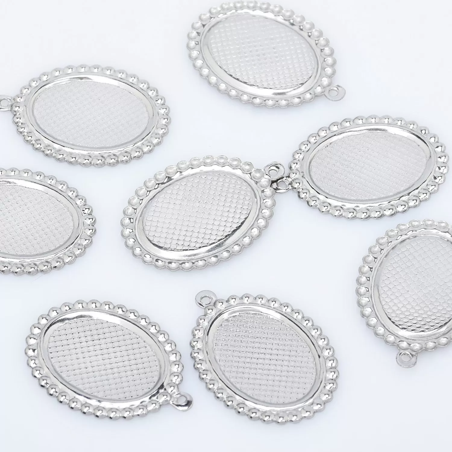 Stainless Steel Oval Blank Photo Pendant base Trays fit 13*18/18*25mm Cabochon Jewelry Pendants Charms 20pcs 102777