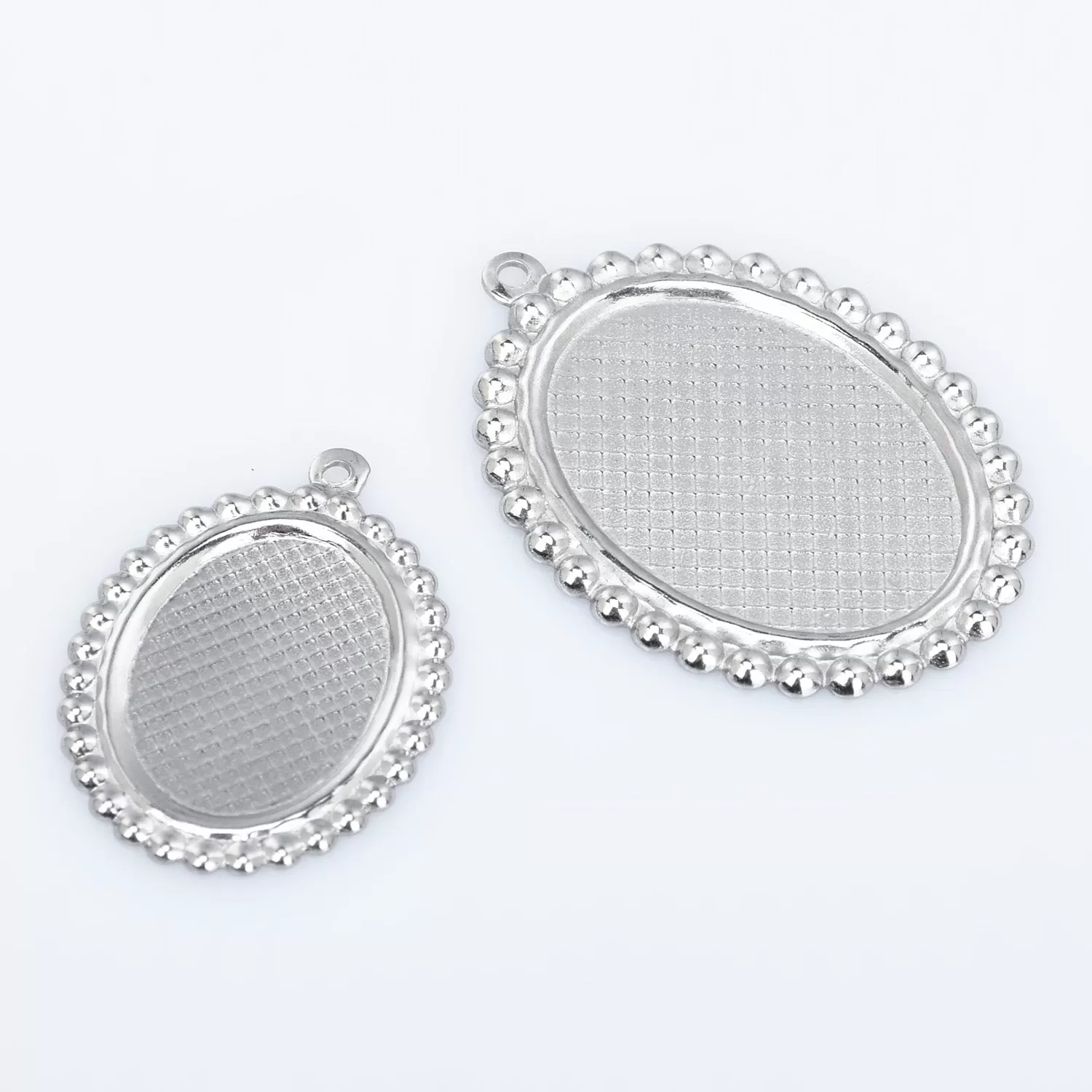 Stainless Steel Oval Blank Photo Pendant base Trays fit 13*18/18*25mm Cabochon Jewelry Pendants Charms 20pcs 102777