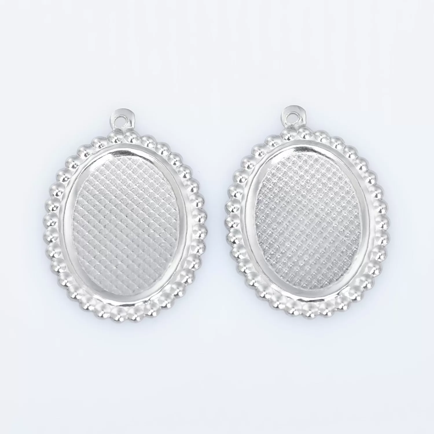 Stainless Steel Oval Blank Photo Pendant base Trays fit 13*18/18*25mm Cabochon Jewelry Pendants Charms 20pcs 102777