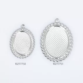 Stainless Steel Oval Blank Photo Pendant base Trays fit 13*18/18*25mm Cabochon Jewelry Pendants Charms 20pcs 102777