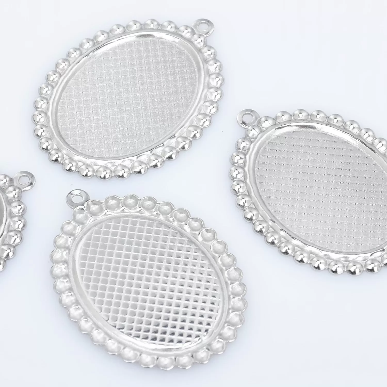 Stainless Steel Oval Blank Photo Pendant base Trays fit 13*18/18*25mm Cabochon Jewelry Pendants Charms 20pcs 102777