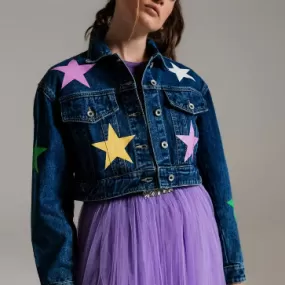 Stars Crop Denim Jacket