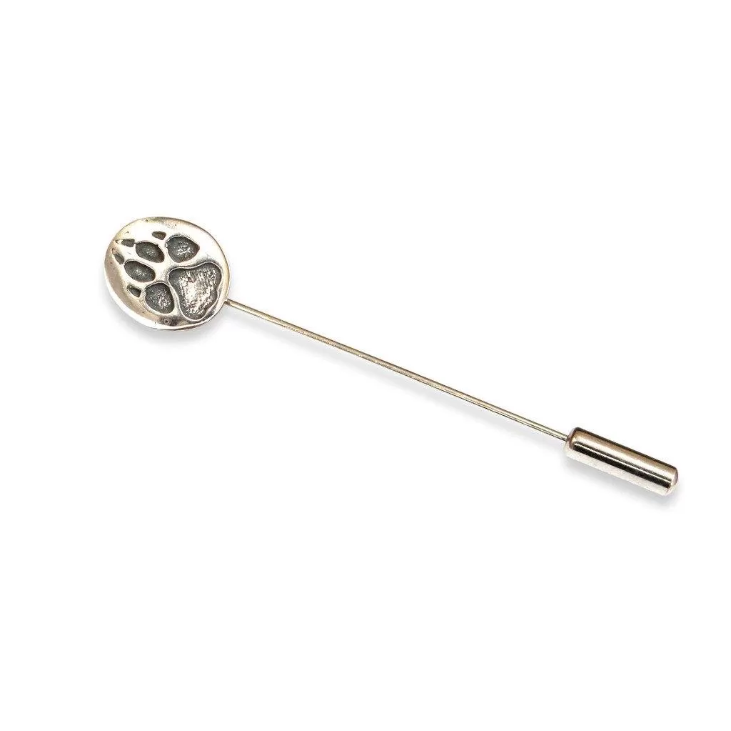 Sterling Silver Wolf Track Ascot Stickpin