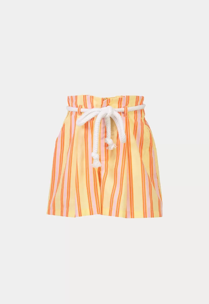 Striped Colorful High Waist Shorts With Robe Belt