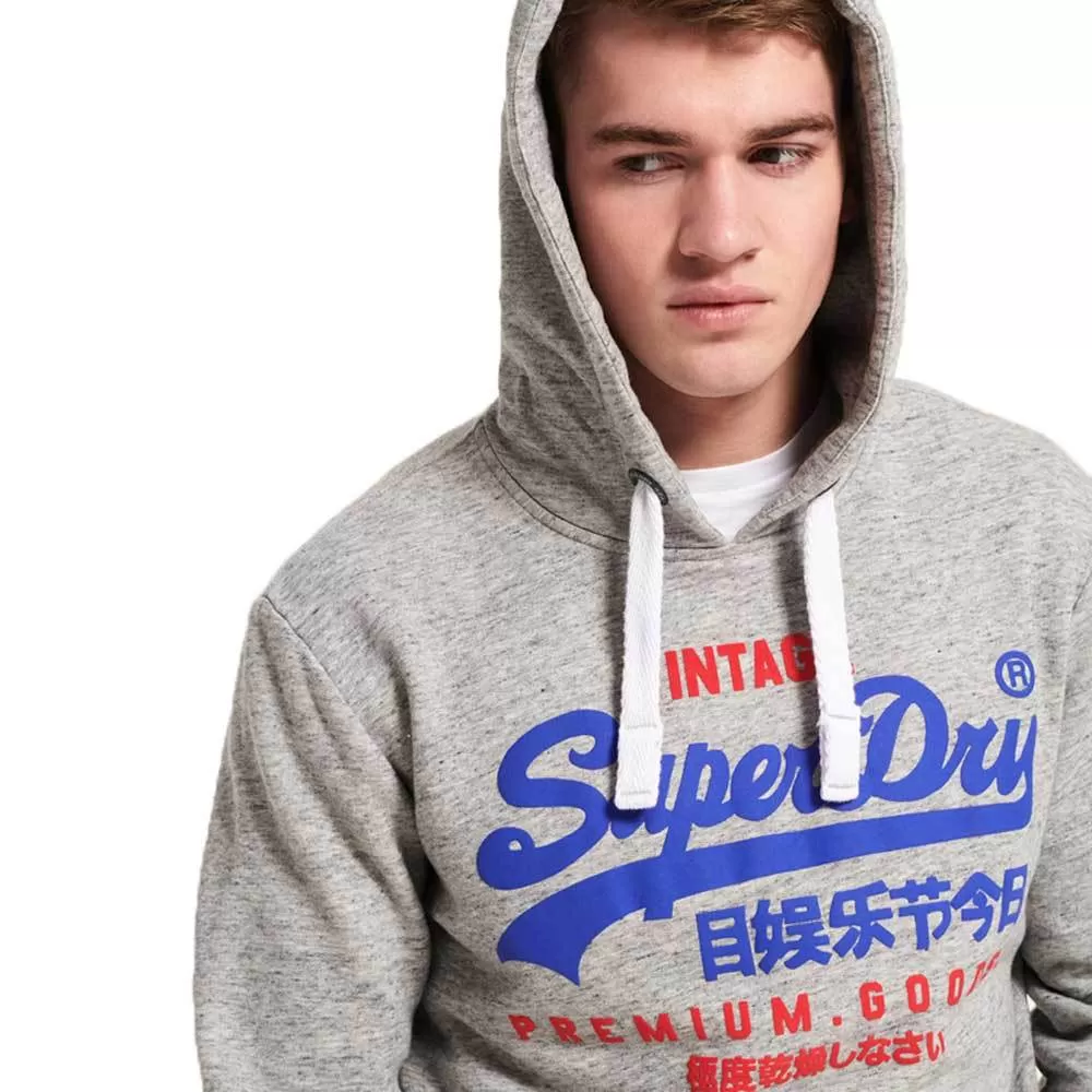 Superdry Mens Premium Goods Duo Hoodie - Street Works Grit Grey