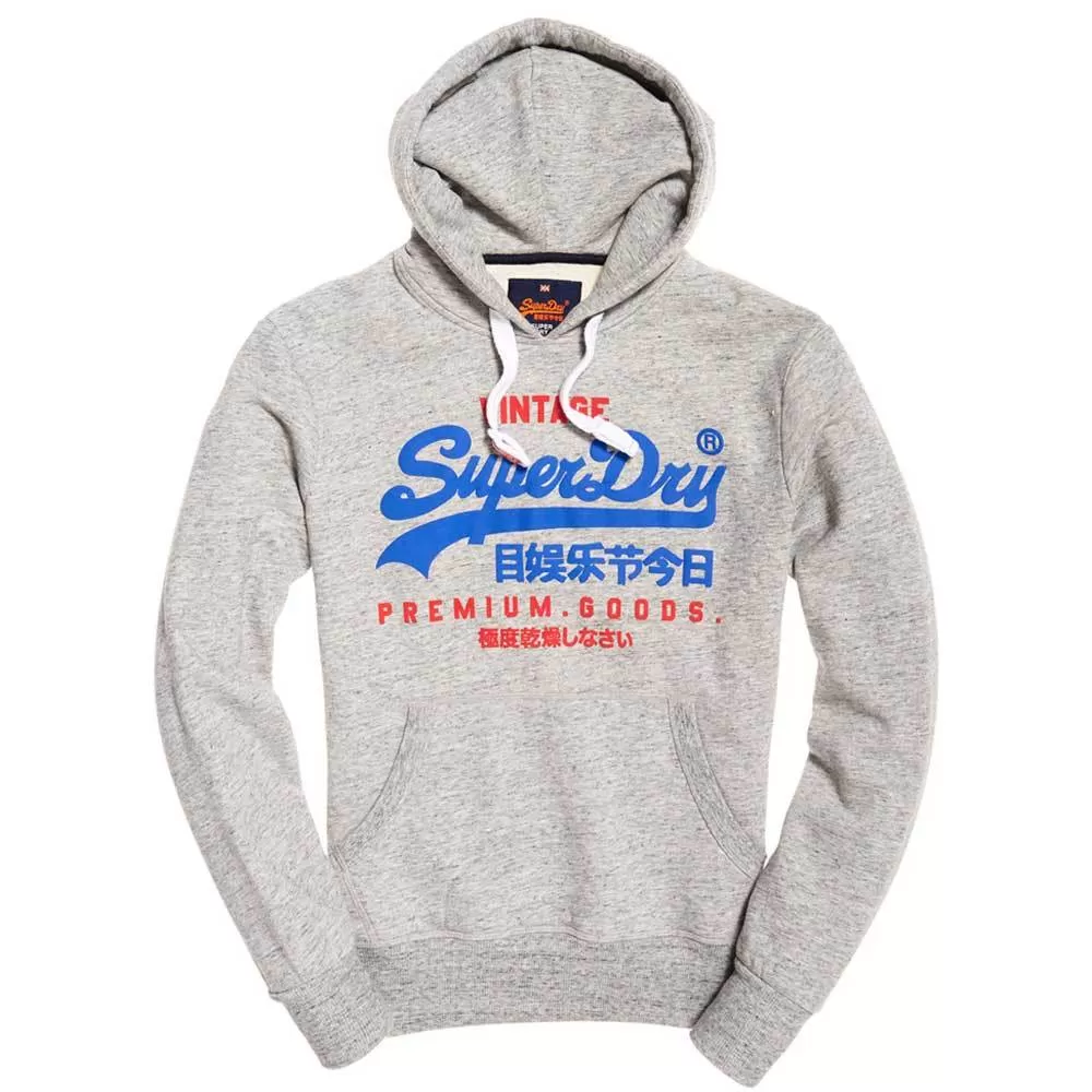 Superdry Mens Premium Goods Duo Hoodie - Street Works Grit Grey