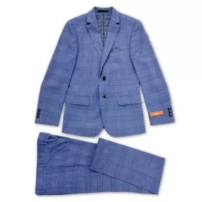 Tallia Boys Skinny Blue Plaid Suit_ CZ0071