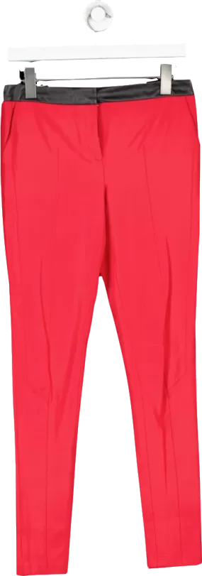 Ted Baker Red Slim Fit Trousers With Faux Leather Waist Band UK S