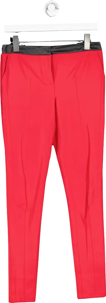 Ted Baker Red Slim Fit Trousers With Faux Leather Waist Band UK S