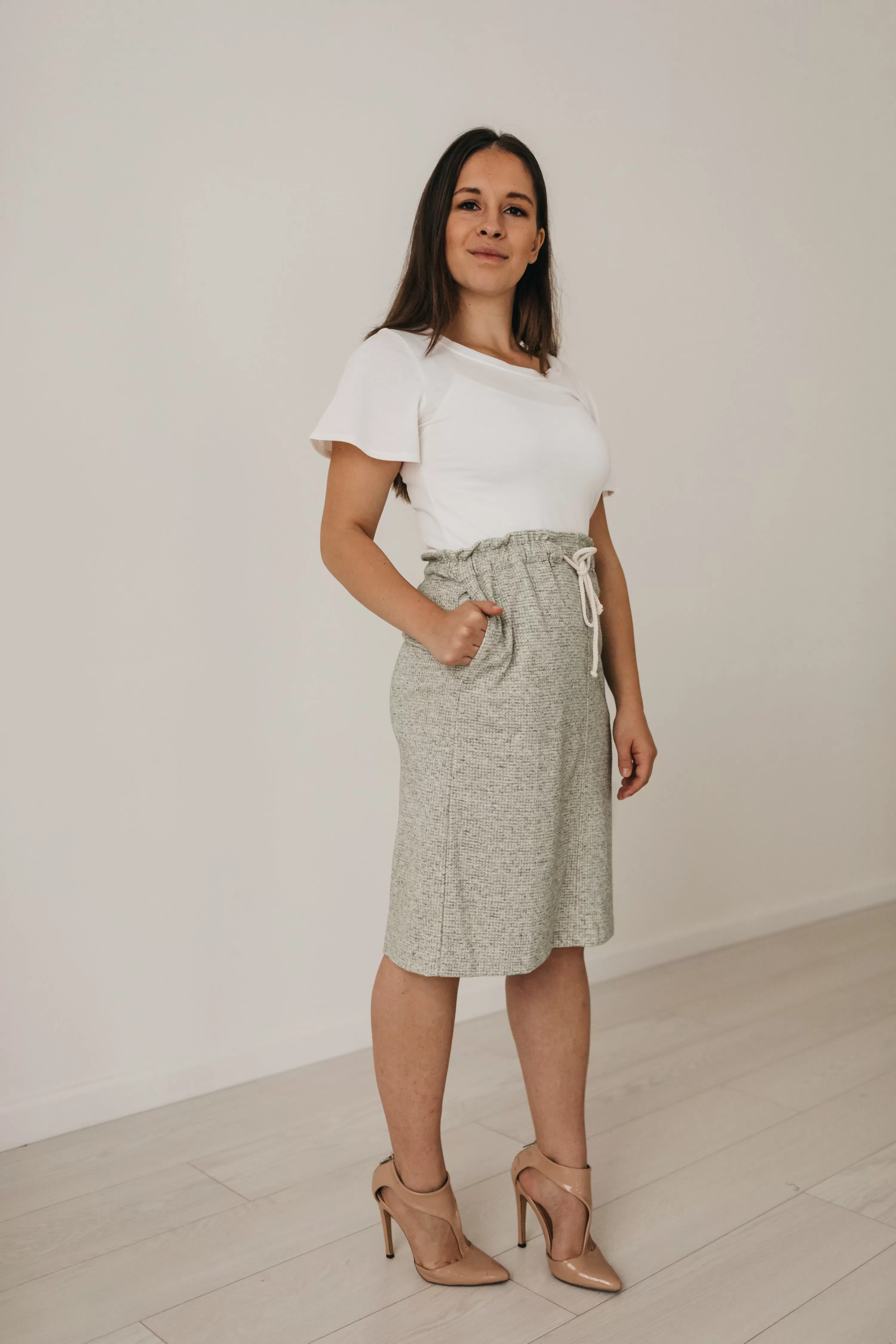 Textured Casual Skirt in Sage