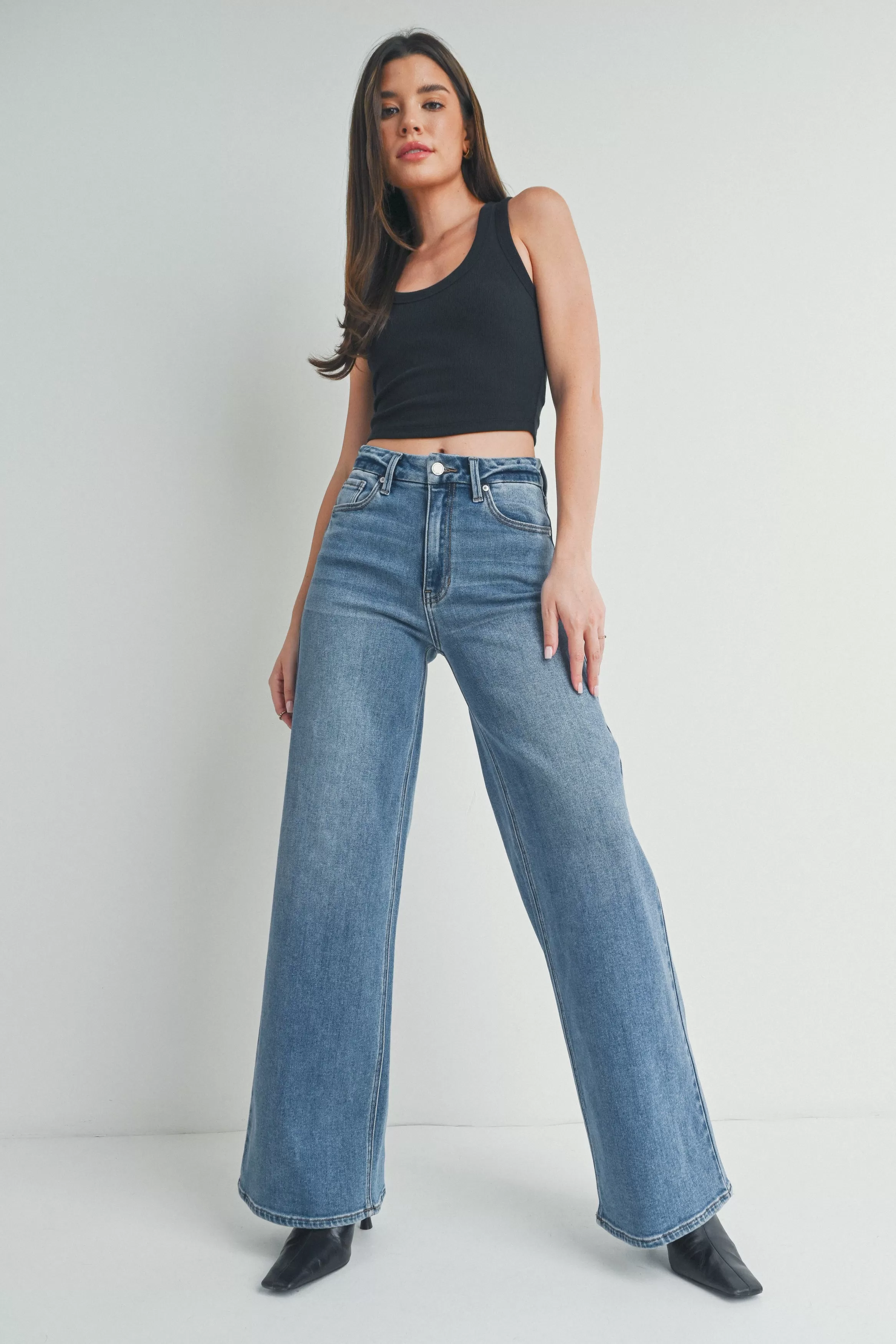 The 'Hi Rise Palazzo Wide Leg Denim'