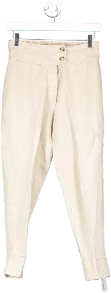 The Masai Clothing Company Beige 100% Linen Trousers UK XS