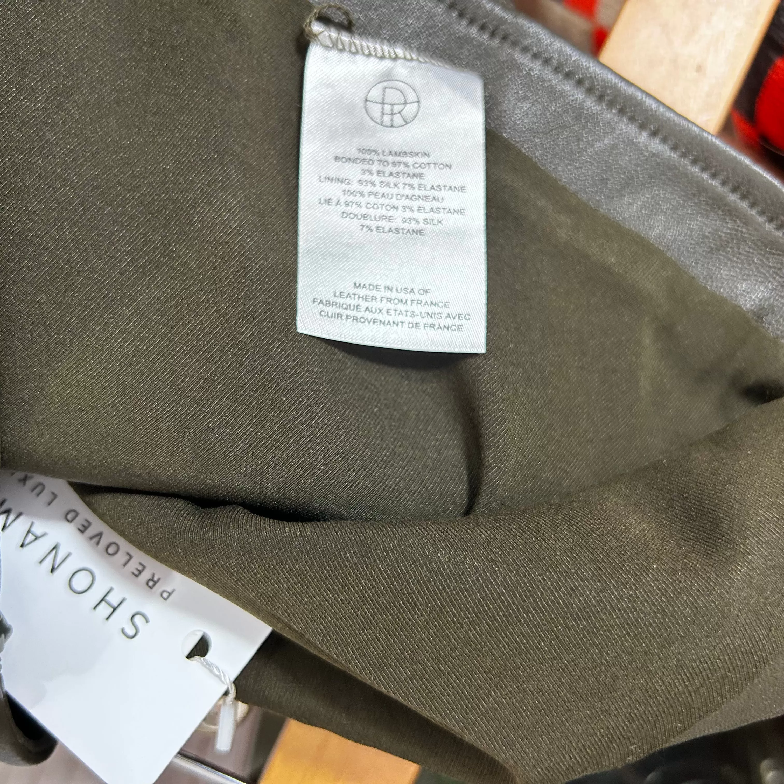 The Row Brand New 1800 Olive Lambskin Silk-Lined Leggings XS