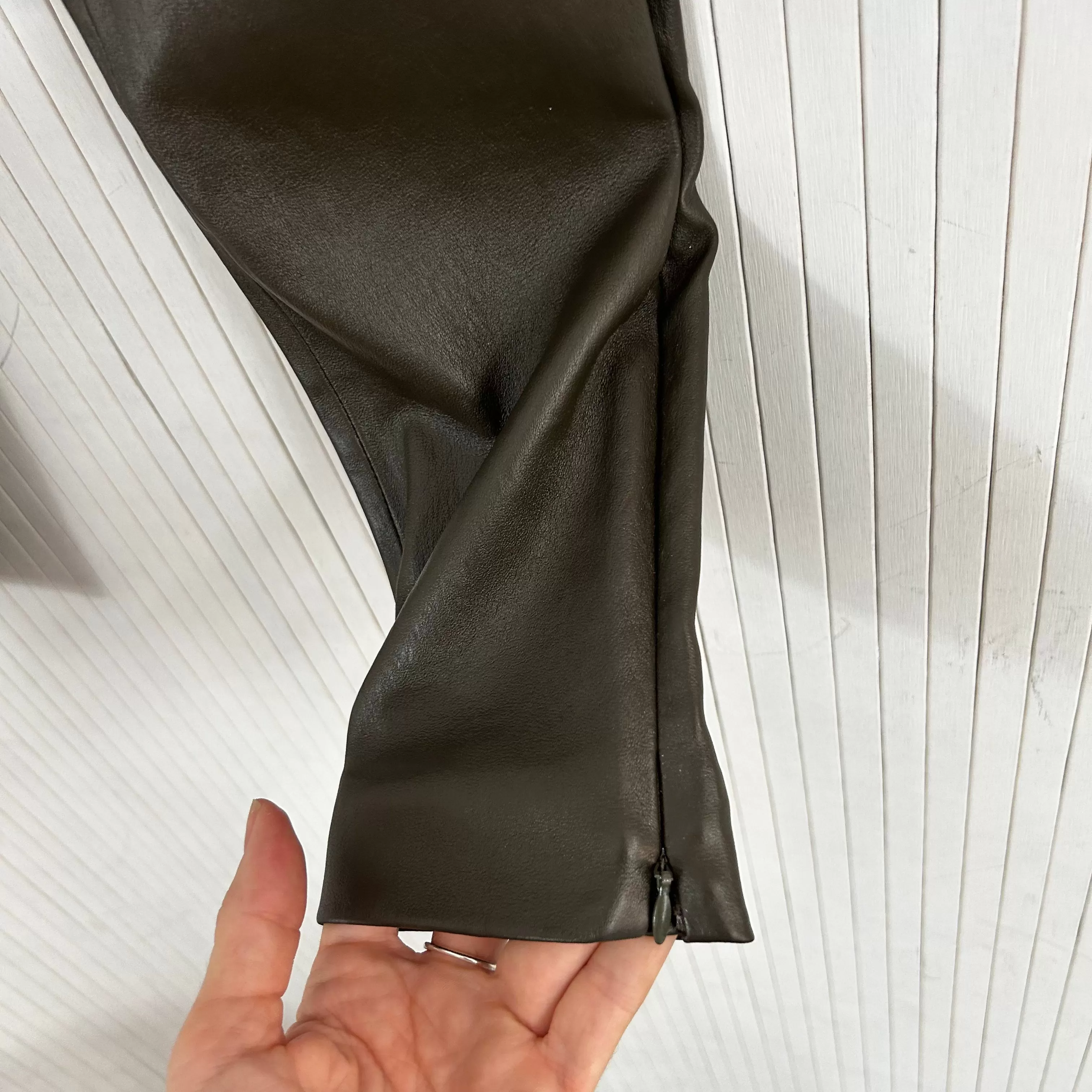 The Row Brand New 1800 Olive Lambskin Silk-Lined Leggings XS